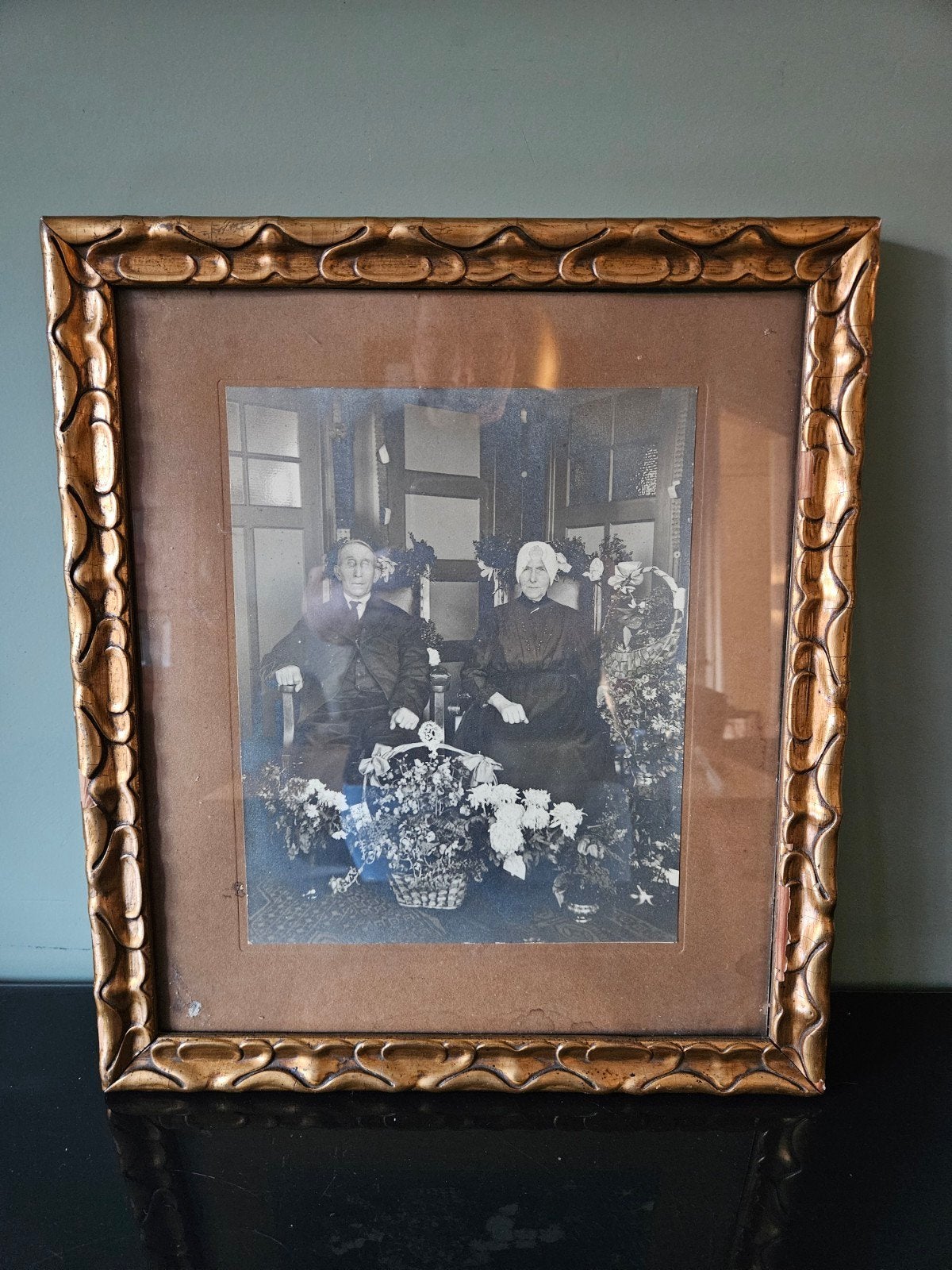 Oude foto in vintage / antieke gouden lijst, goud / koperkl, Huis en Inrichting, Woonaccessoires | Lijsten, Overige materialen