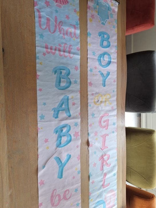 Gender Reveal Banners - Boy or Girl, Hobby en Vrije tijd, Feestartikelen, Ophalen of Verzenden, Zo goed als nieuw, Versiering