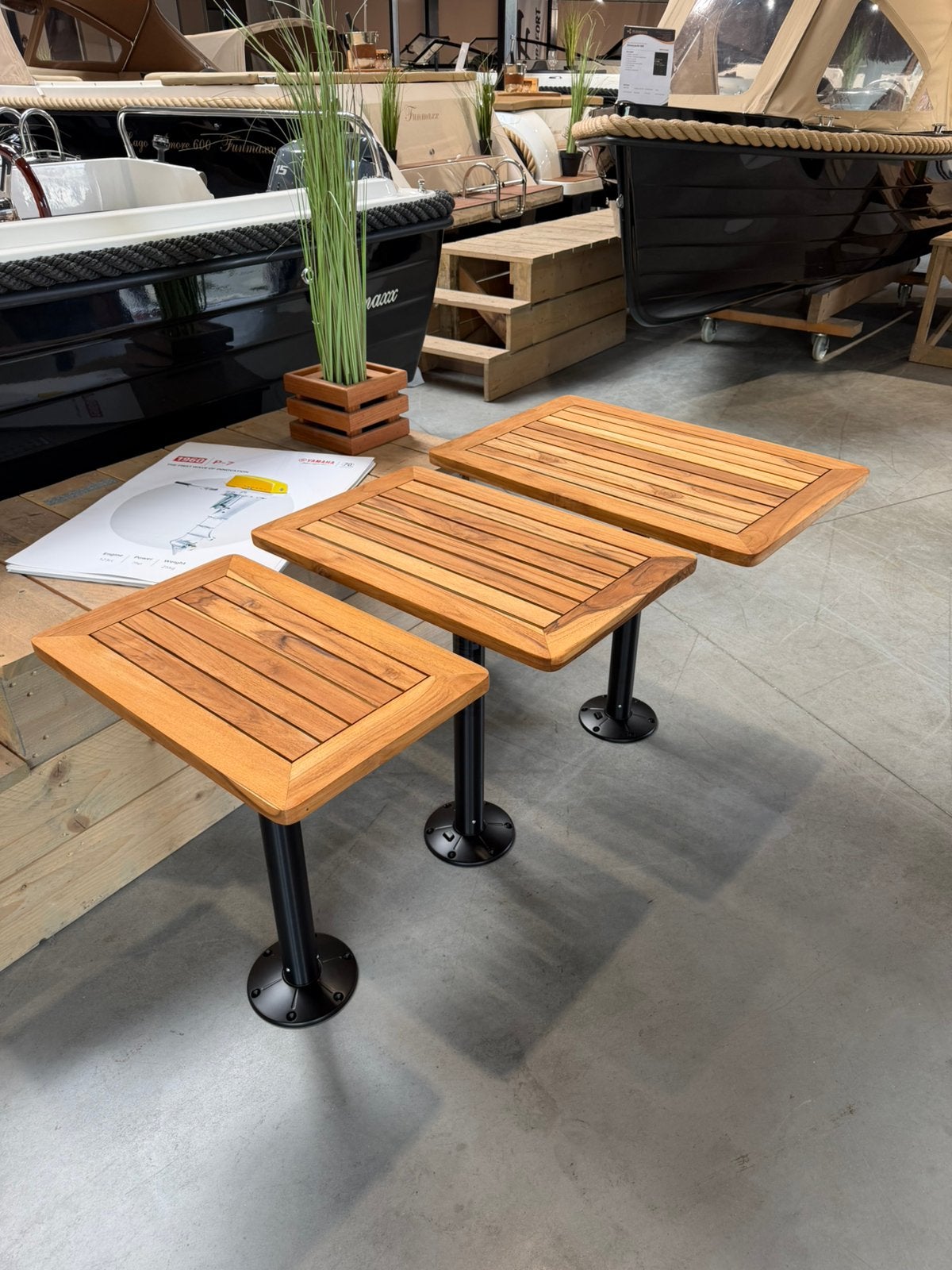Teak boottafel in 3 maten, Ophalen of Verzenden, Nieuw, Interieur en Kussens