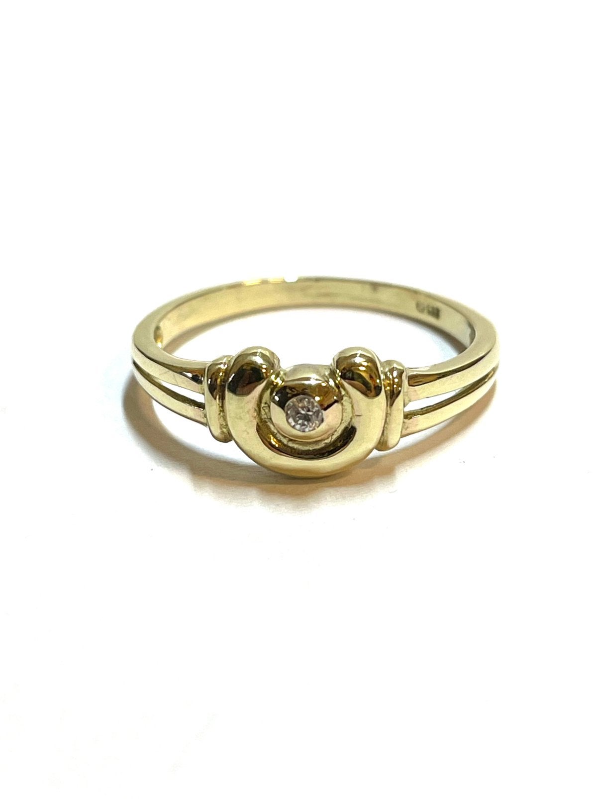 8k gouden ring met een diamant, 18 tot 19, -, -, Ophalen of Verzenden
