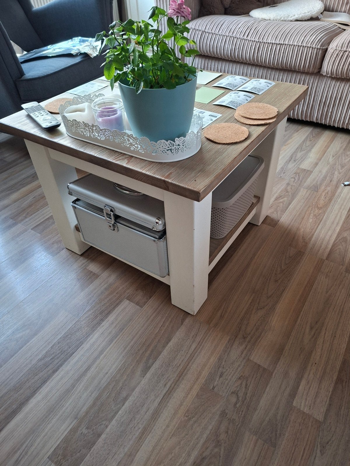 salontafel  van Haco / bijzettafel / tafel vierkant, Gebruikt, Vierkant, 55 tot 75 cm, Landelijk