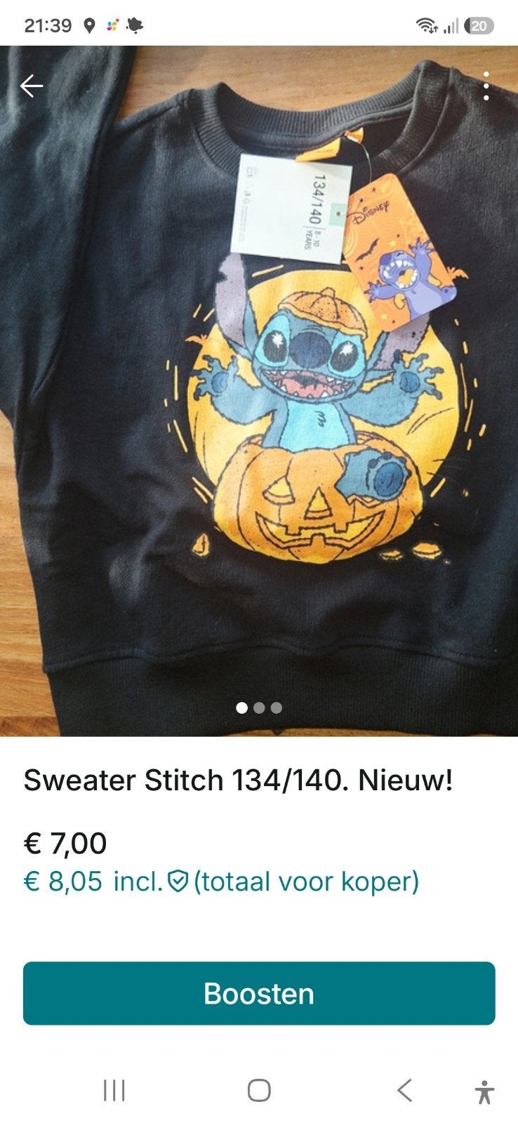 Nieuwe Disney Stitch Halloween sweater maat 134/140, Disney, Jongen of Meisje, Trui of Vest, Nieuw