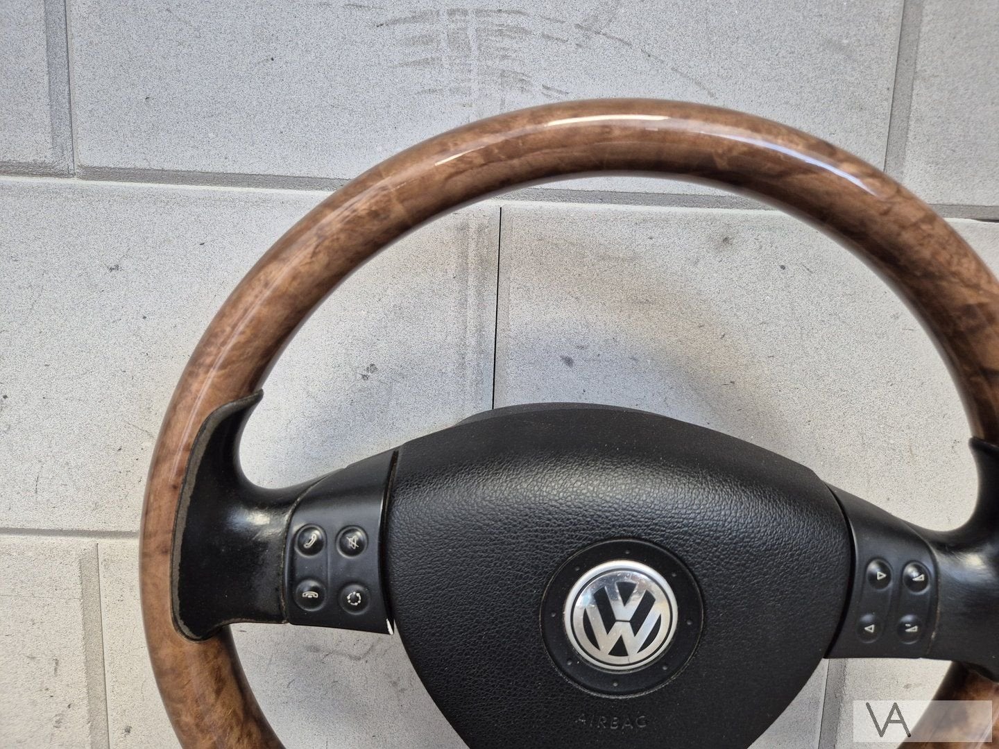 Houten stuur met airbag 3 spaak voor VW Golf 5 Polo Caddy, Gebruikt, -, Volkswagen, -