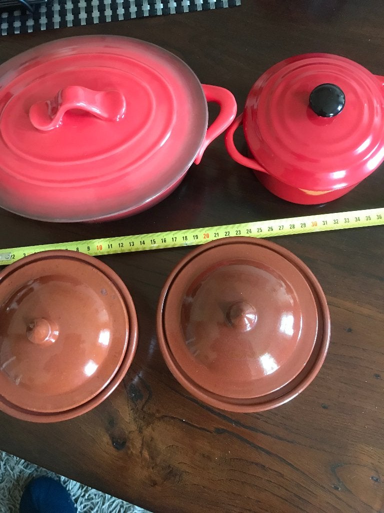 4 st. Stoofpotjes / Ovenschotels  Aardewerk met deksel Nieuw, Ophalen of Verzenden, Nieuw, Steen/keramiek, Overige typen