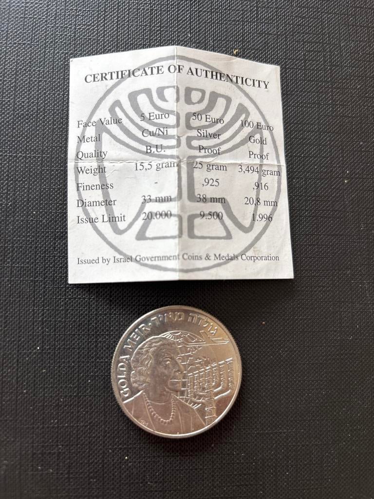 Israël 5 Euro munt 1996 Golda Meir, Ophalen of Verzenden, Overige landen, Losse munt