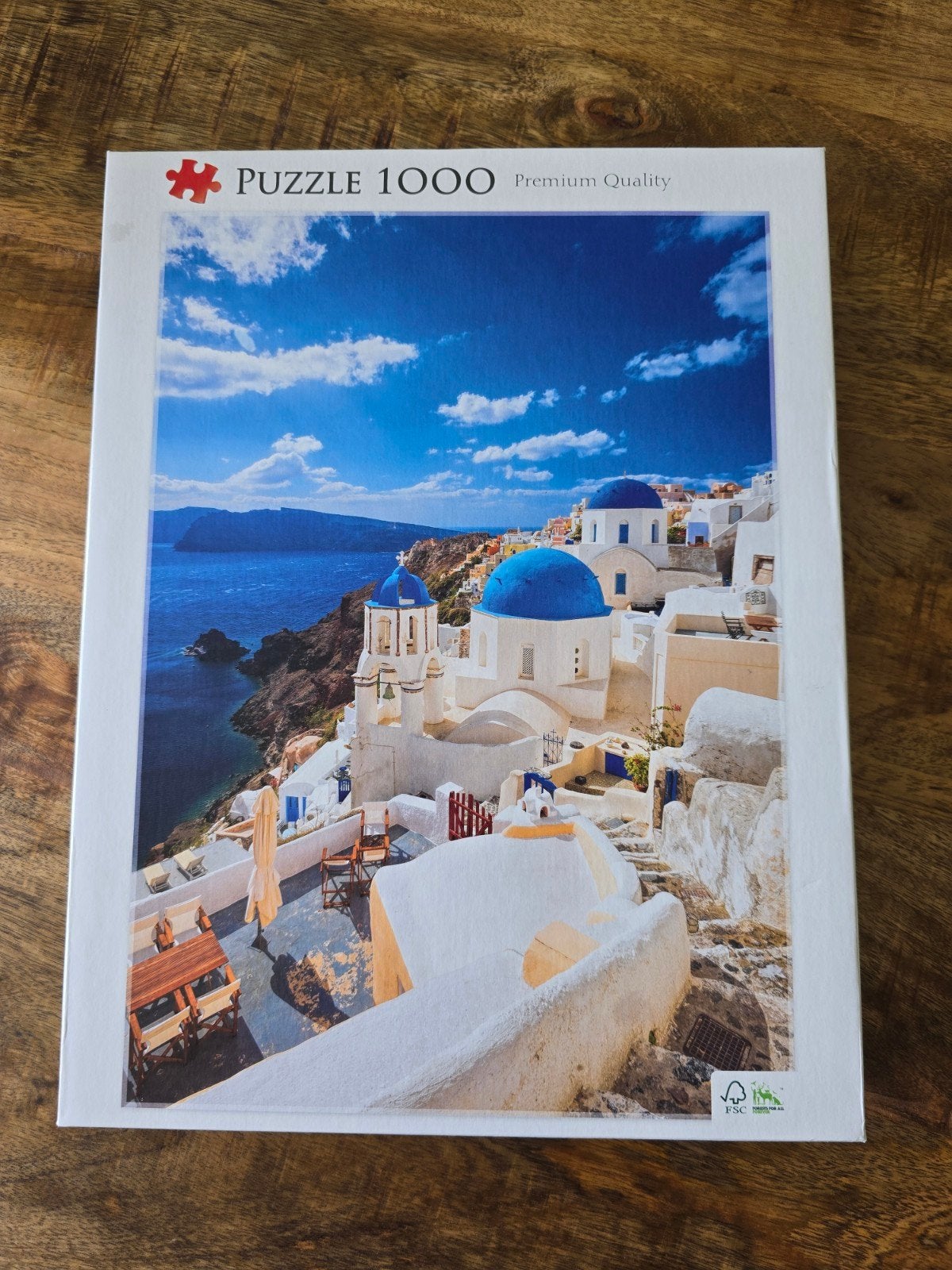 Puzzel 1000 stukjes Santorini Griekenland compleet, Ophalen, 500 t/m 1500 stukjes, Zo goed als nieuw, Legpuzzel