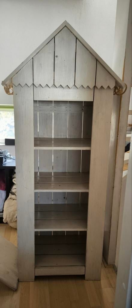 Unieke strandhuisje kast - wit hout, 170x60x42 cm, Ophalen, Gebruikt