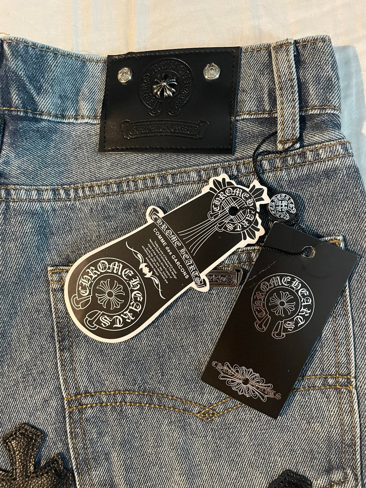 Chrome Hearts short niet gedragen perfecte kwaliteit, Ophalen of Verzenden, Nieuw, Blauw, Overige jeansmaten