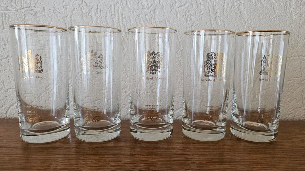 Set van 5 Coca-Cola glazen Quick-tic serie, Antiek en Kunst, Ophalen