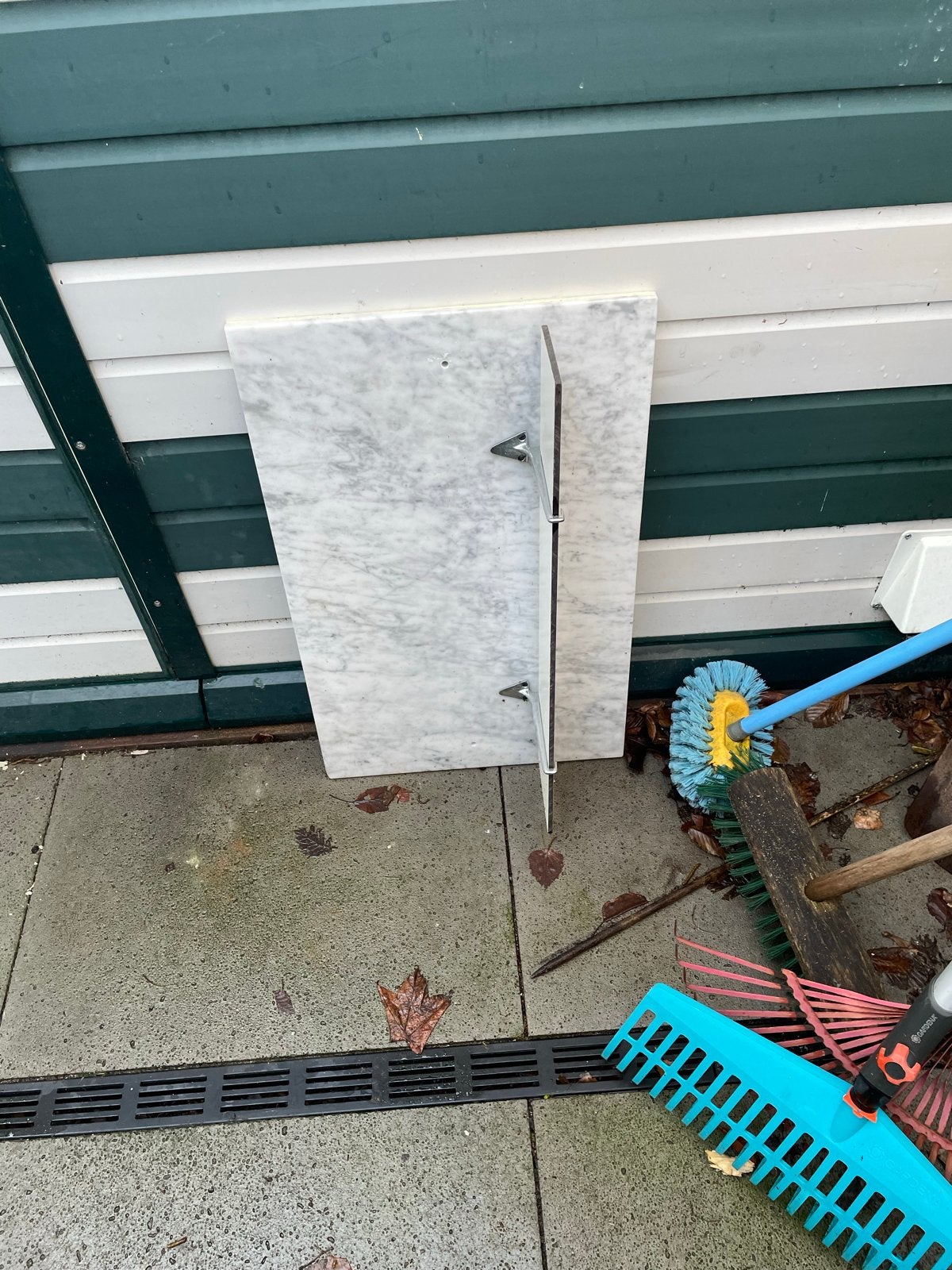 Marmeren plank met beugels - ideaal voor wandplank, Ophalen, Gebruikt