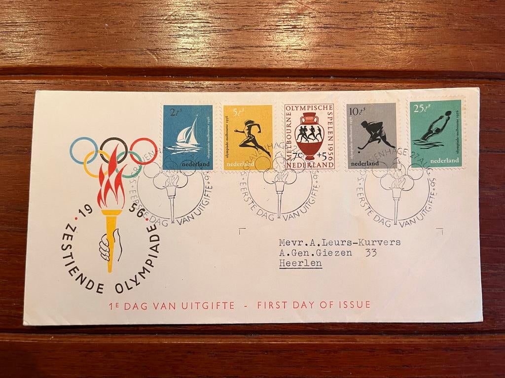 7 Fraaie Eerste Dag Enveloppen :1956, 1958, 1959, 1960, 1962, Ophalen of Verzenden, Beschreven, Nederland