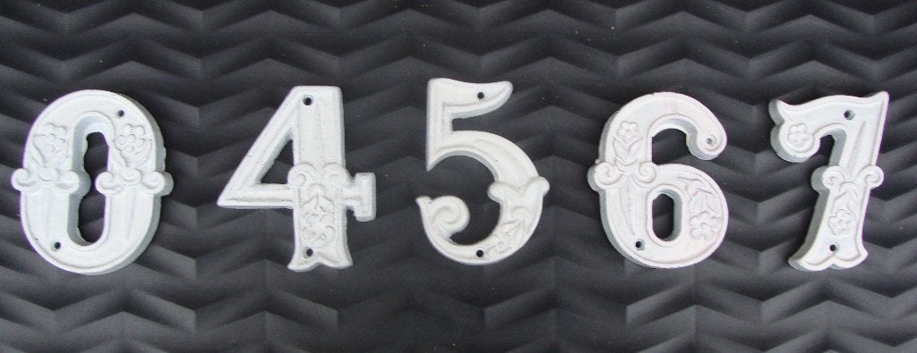 Decoratieve huisnummers 0, 4, 5, 6, 7 - Wit - € 5,00 op=op, Ophalen of Verzenden, Nieuw