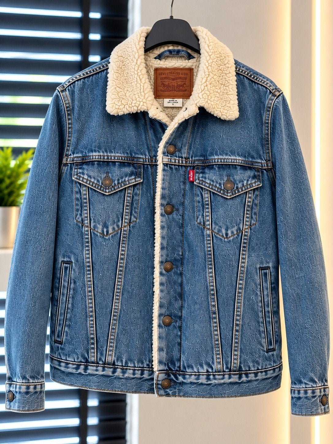 Levi's Sherpa Trucker Jacket - Blauw spijkerjack met teddy, Levi's, Blauw, Ophalen of Verzenden, Zo goed als nieuw