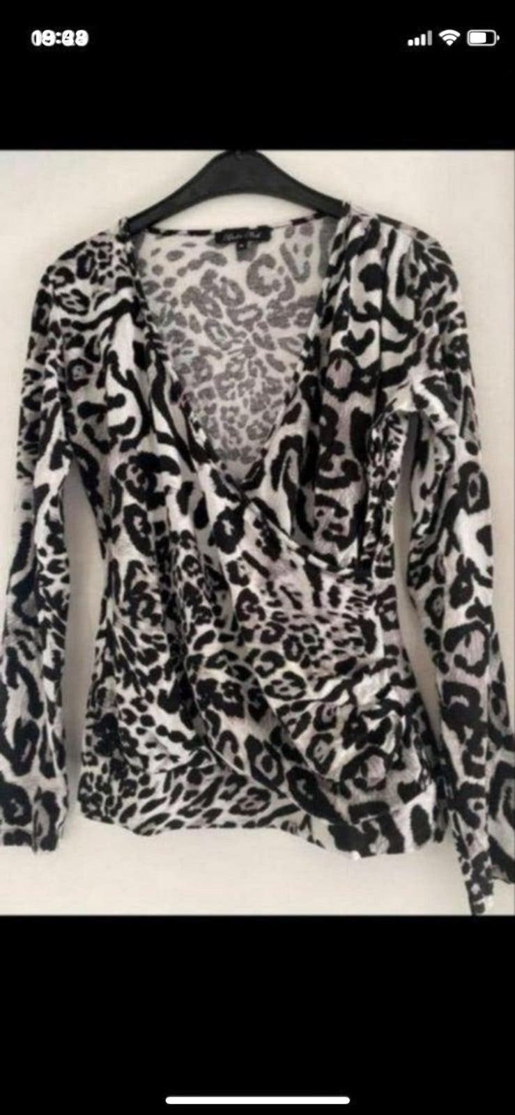 Stijlvolle Panterprint Top met Lange Mouwen -Maat M, Kleding | Dames, Zwart, Zo goed als nieuw, Lange mouw, Ophalen