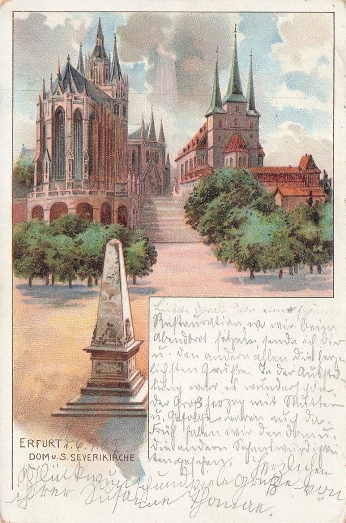 702-359-007 Erfurt Dom Severinkirche, Verzenden, Voor 1920, Duitsland