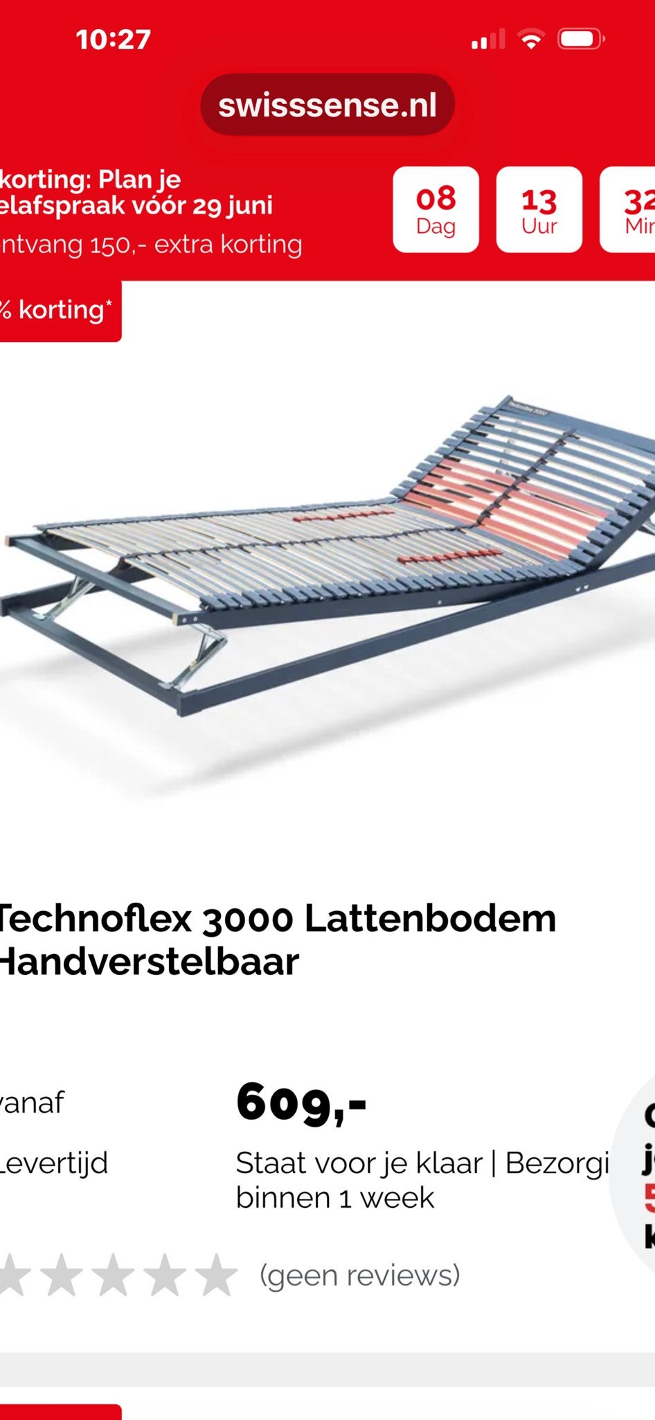 Verstelbare lattenbodem 2 x 70 Swisssense met matras 140x200, Ophalen, Verstelbaar, Tweepersoons, 140 cm