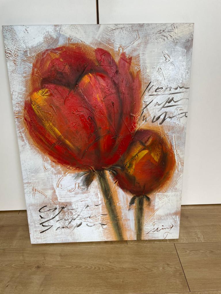 Tulp op canvas, Ophalen, Rood, Zo goed als nieuw, Wandbord of Wandpaneel