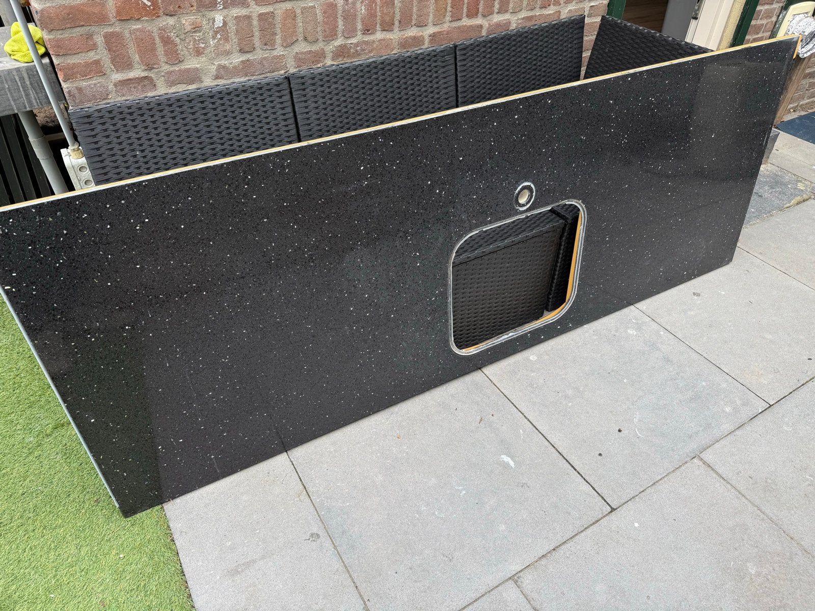 Zwart stenen keukenblad met uitsparingen, Ophalen, Zwart, Steen/keramiek, Overige typen