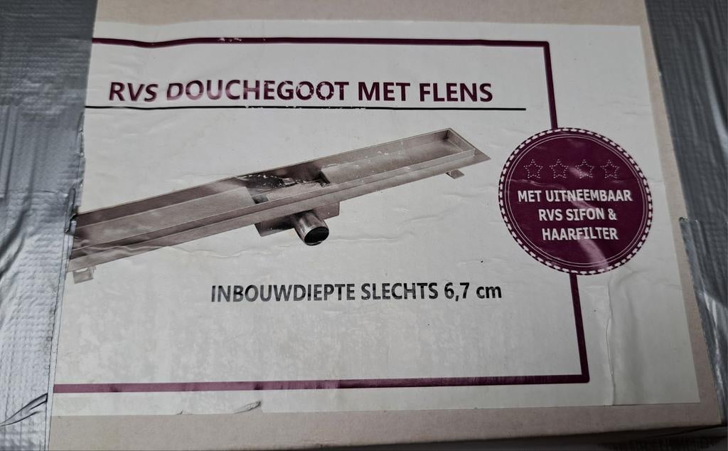RVS Douchegoot zonder rooster - Nieuw in Doos, Ophalen of Verzenden, Nieuw, Rvs, Douche