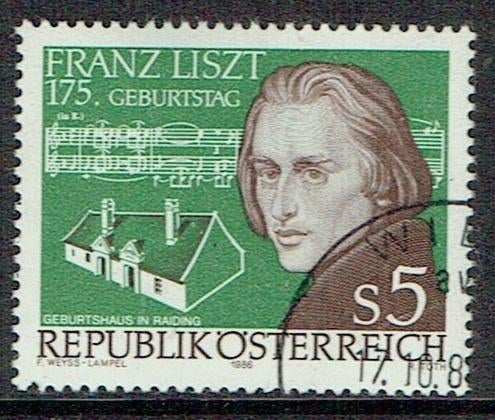 Oostenrijk 1986 Geboortehuis Franz Liszt Componist muziek, Verzenden, Gestempeld, Overige thema's