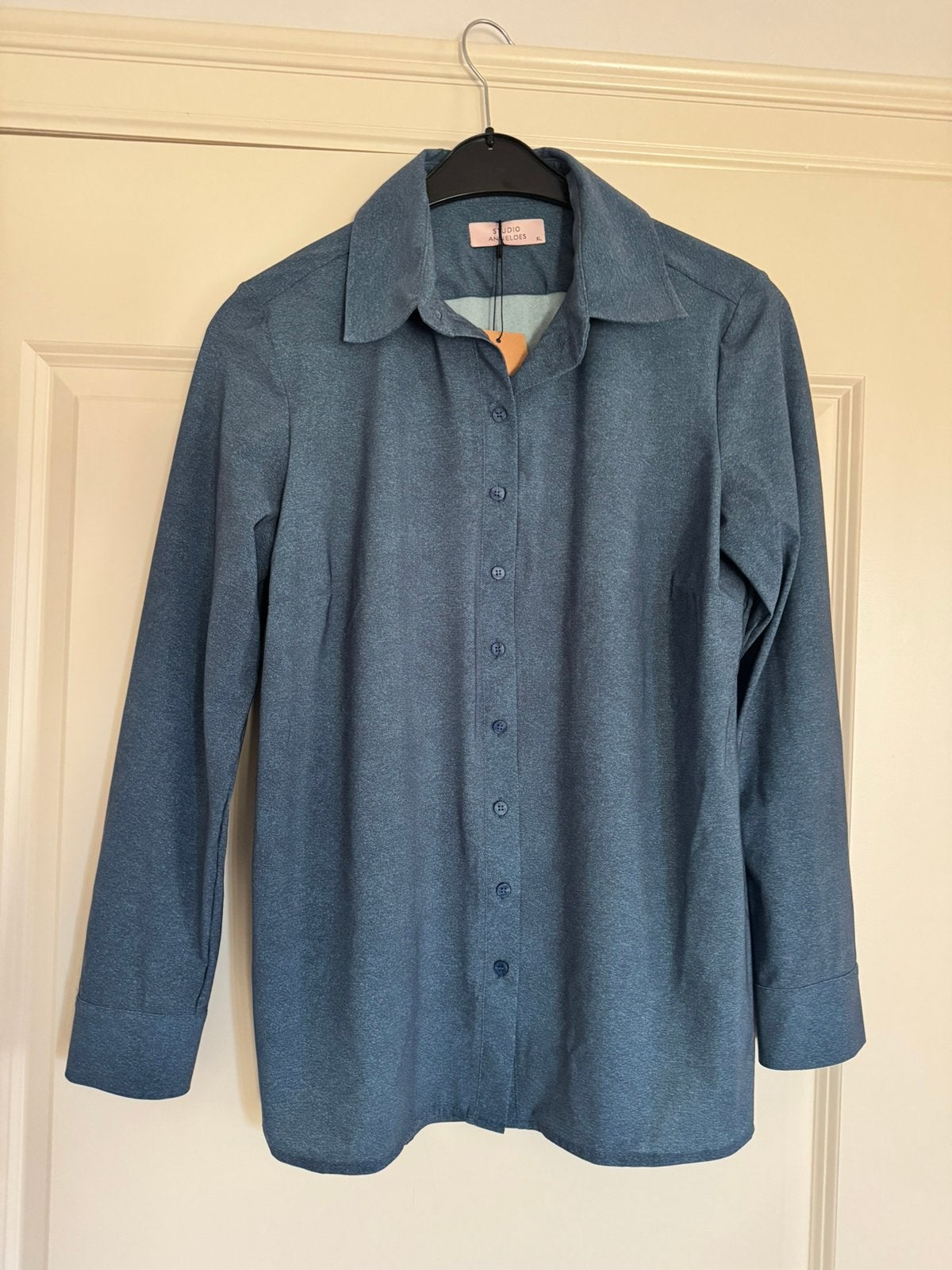 Studio Anneloes Poppy blouse travelstof jeans look XL, Ophalen of Verzenden, Zo goed als nieuw, Maat 46/48 (XL) of groter, Blauw
