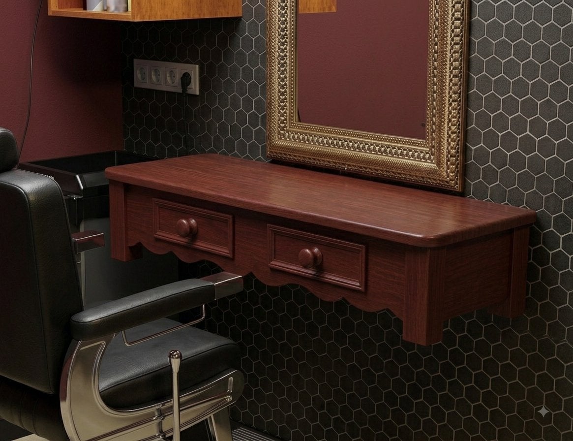 Houten wandplank met lades sidetable bordeaux rood, Huis en Inrichting, Tafels | Kaptafels, Ophalen, 100 tot 150 cm, Zo goed als nieuw