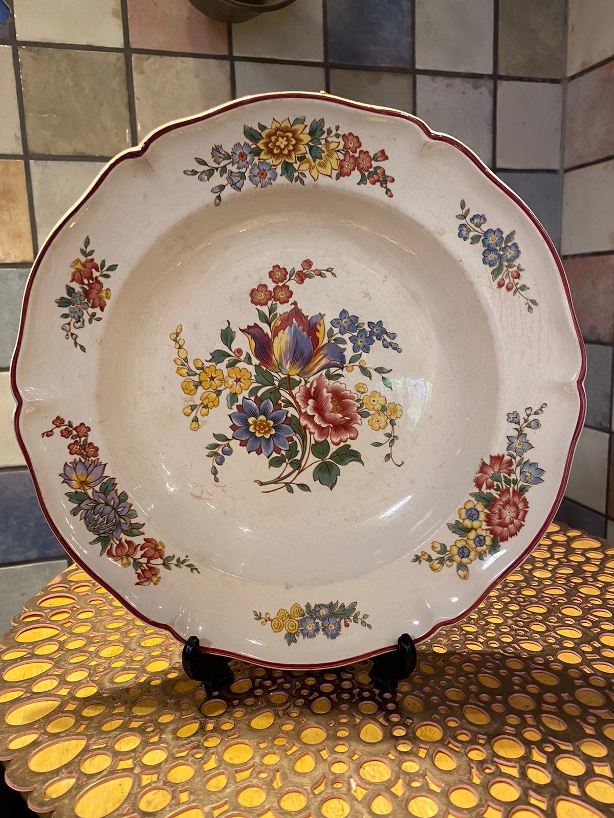 Villeroy&Boch,Mettlach,antiek/vintage diep bord,doorsnee25cm, Ophalen of Verzenden