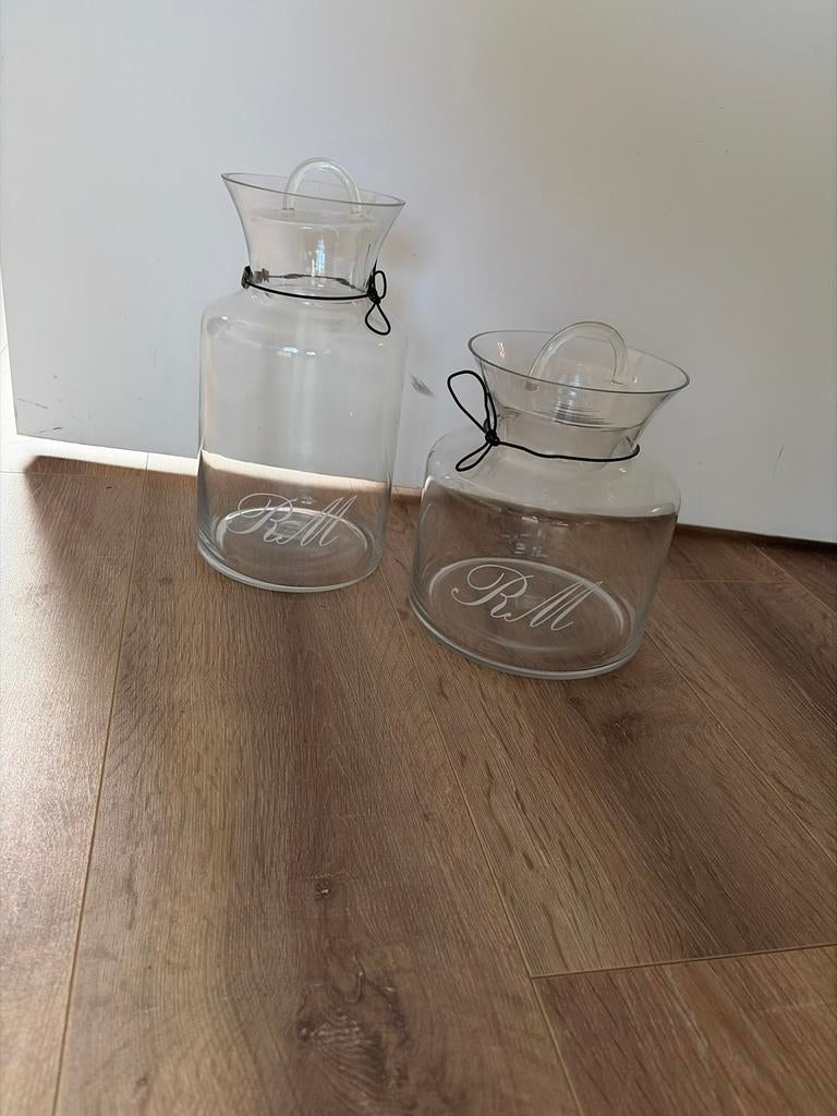 Riviera Maison Glazen Potten met Deksel - Set van 2, Ophalen, Overige kleuren, Minder dan 50 cm, Glas