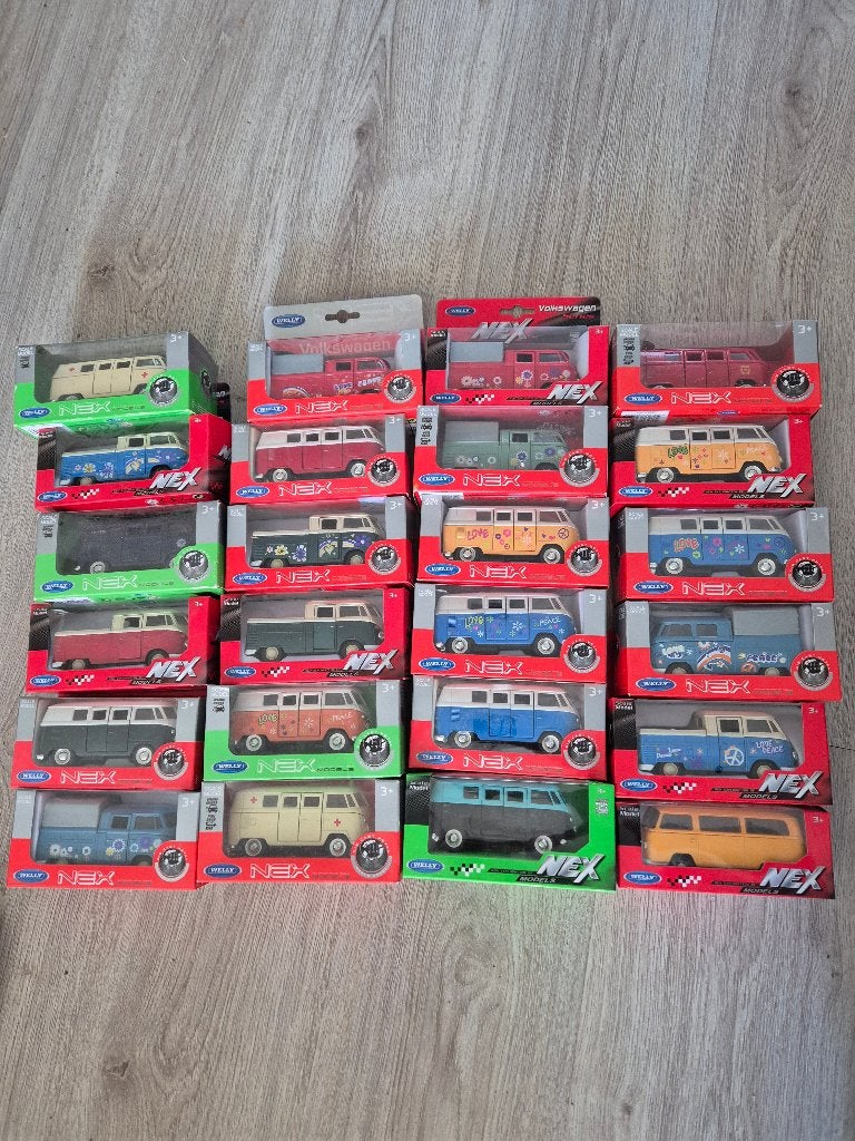 collectie verzameling welly volkswagen vw bus bussen t1 18 x, Hobby en Vrije tijd, Modelauto's | Overige schalen, Ophalen of Verzenden