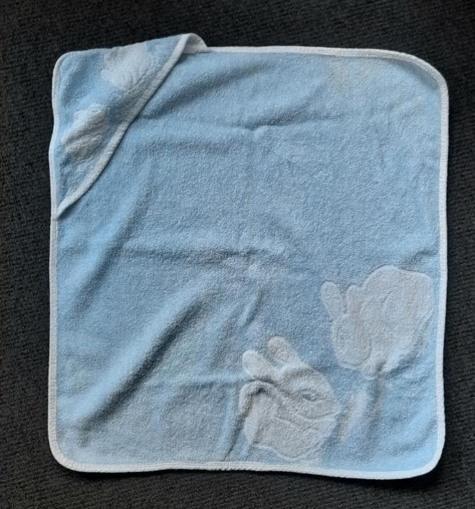 Vintage blauwe baby badcape met konijntjes, Ophalen of Verzenden, Gebruikt, Overige typen