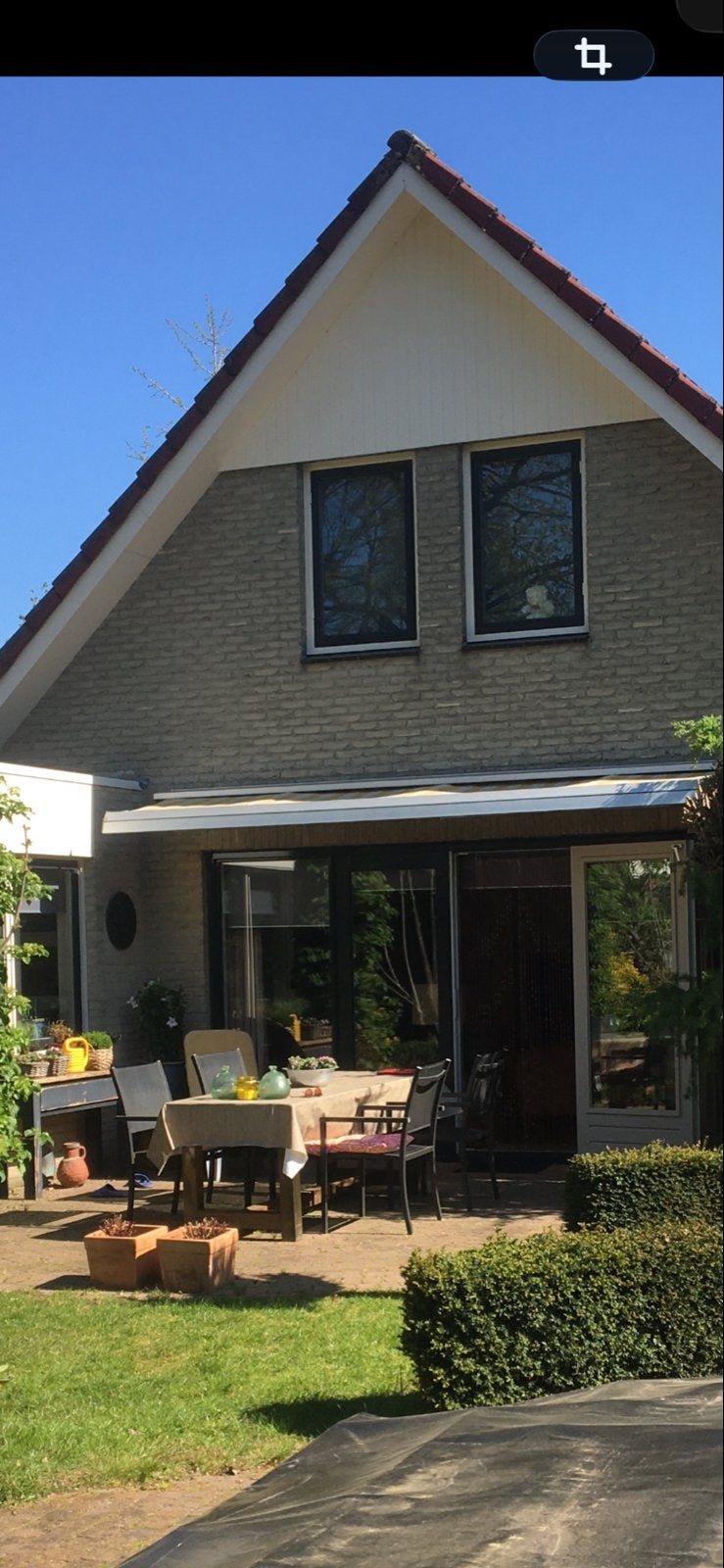 Elektrisch zonnescherm 4,5m breed, 4m uitval (doek defect), Tuin en Terras, Zonneschermen, Ophalen, Gebruikt, 450 cm of meer, Elektrisch