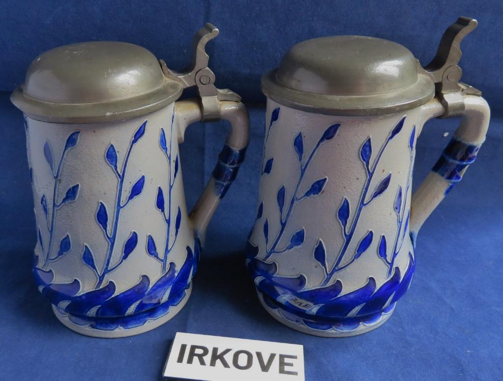 2 STEENGOED PULLEN MET TIN DEKSEL * Mag Los *, Verzenden, Zo goed als nieuw, Bierglas