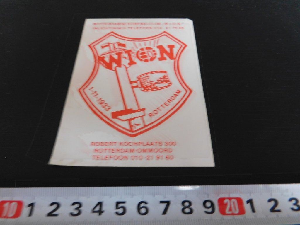 sticker Rotterdam Ommoord W.I.O.N. Rotterdamse Korfbal club, Verzamelen, Stickers, Zo goed als nieuw, Ophalen