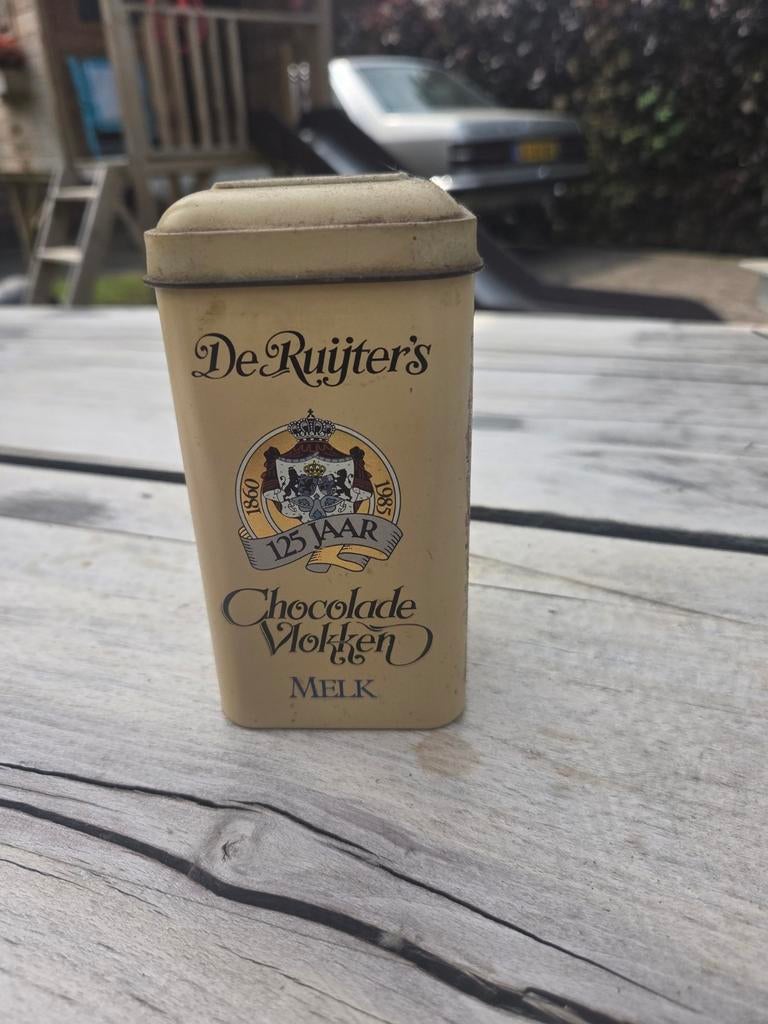 Vintage De Ruijter's Chocolade Vlokken Melk blik, Ophalen of Verzenden