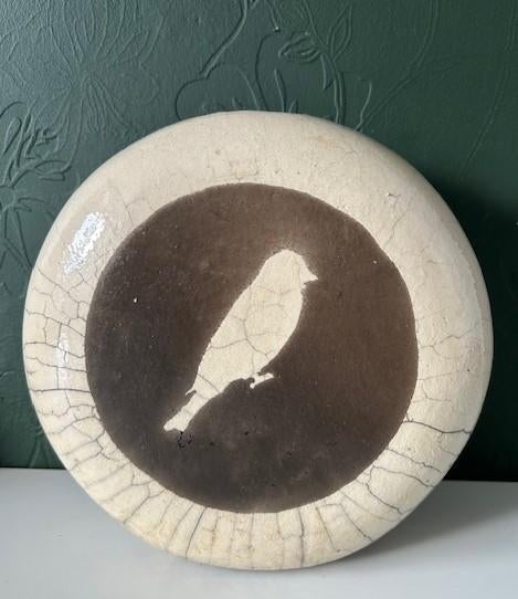 Raku gestookte vaas keramiek met vogel, Antiek en Kunst, Antiek | Keramiek en Aardewerk, Ophalen of Verzenden