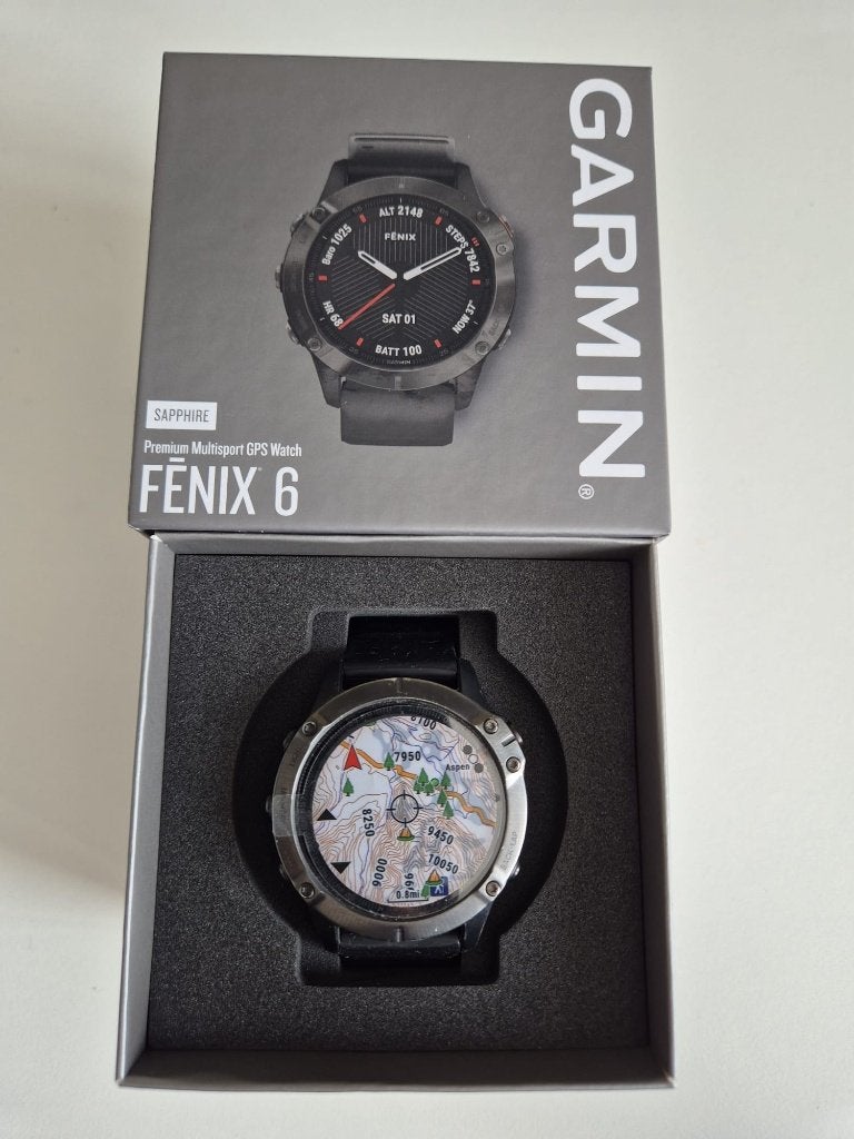Garmin Fenix 6 47 mm Sapphire, Ophalen of Verzenden, Zo goed als nieuw, Waterdicht, Garmin fenix