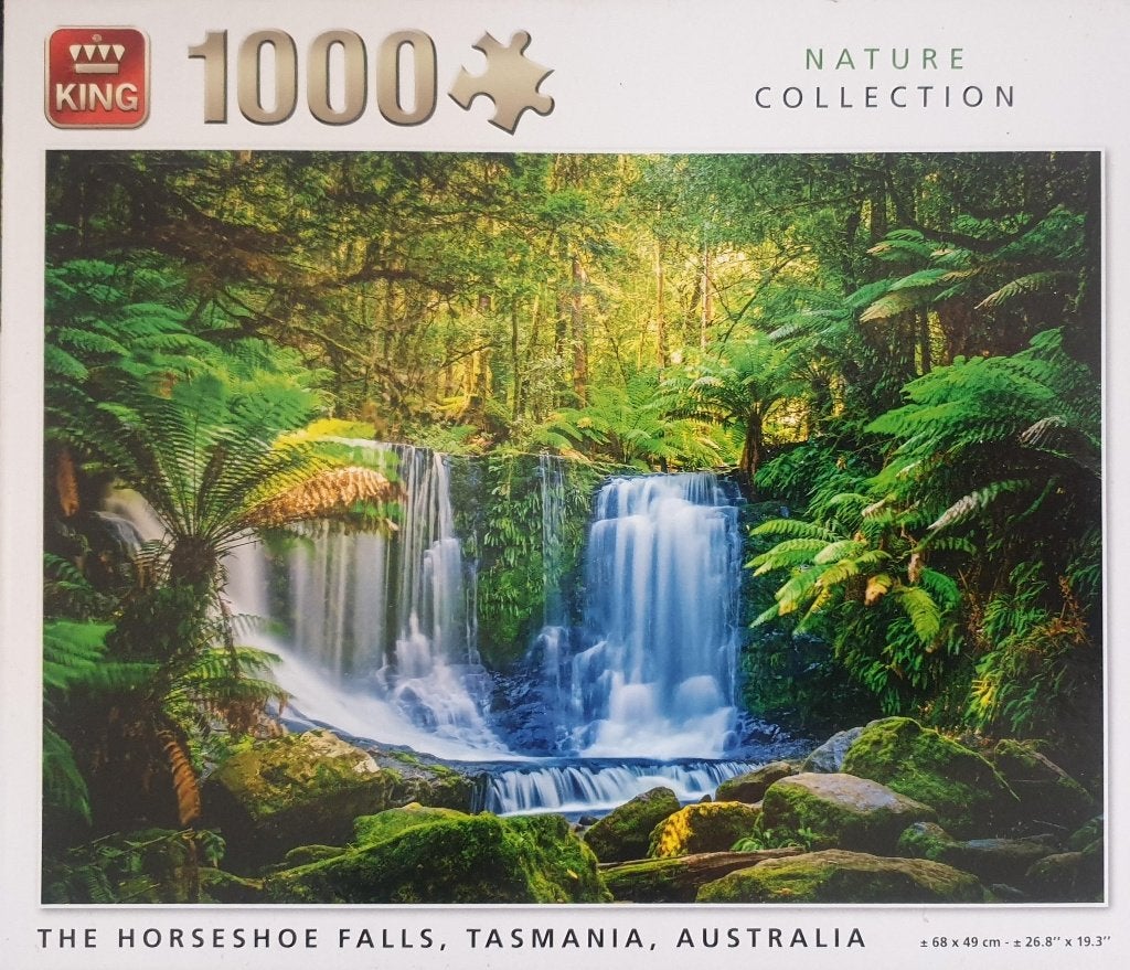 King puzzel, The Horseshoe Falls, Tasmania 1000 pc. zgan, Ophalen of Verzenden, 500 t/m 1500 stukjes, Zo goed als nieuw, Legpuzzel