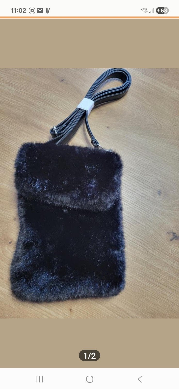 Festival tasje zwart nepbont 15 bij 25 cm, Ophalen of Verzenden, Zo goed als nieuw, Zwart, Schoudertasje