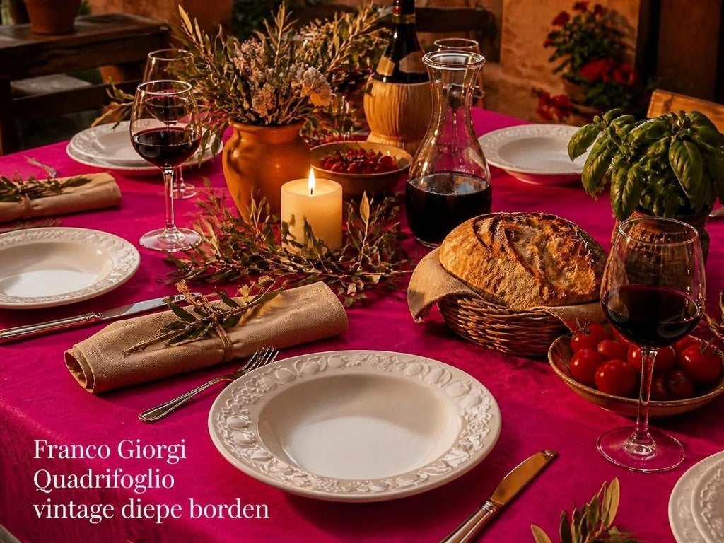 Set Franco Giorgi Quadrifoglio diepe borden vintage Ø 24 cm, Ophalen, Vintage, Zo goed als nieuw, Bord(en)