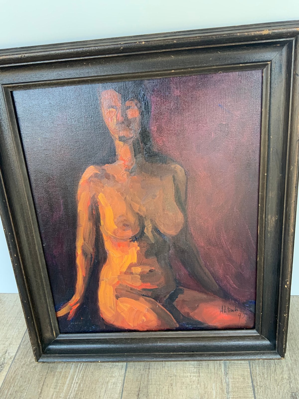 Abstract olieverf naakte dame, Ophalen