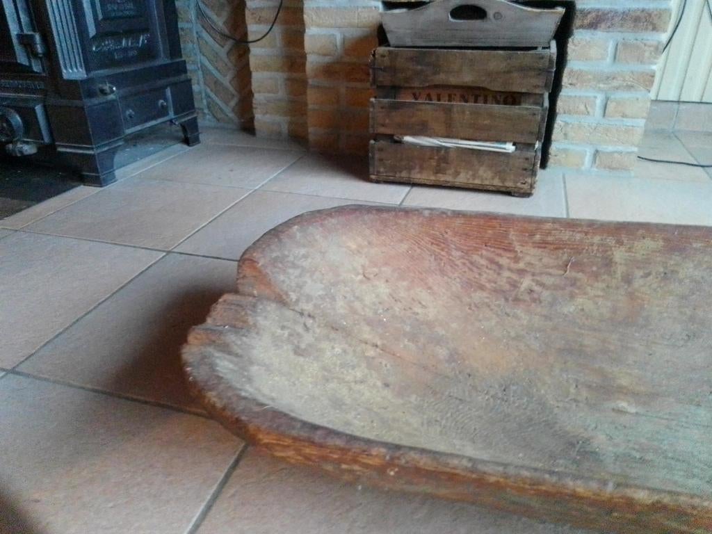 Antieke houten trog - Decoratieve schaal, Antiek en Kunst, Ophalen of Verzenden