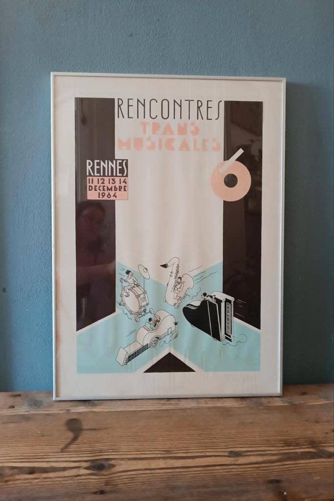 Vintage Joost Swarte "Rencontres Trans Musicales 1984" litho, Antiek en Kunst, Ophalen