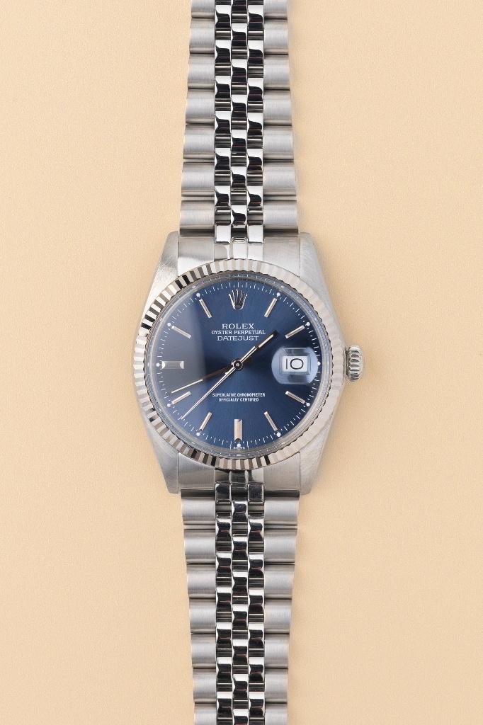 Rolex Datejust 16014 blauw Full set, Ophalen, Staal, Polshorloge, Zo goed als nieuw