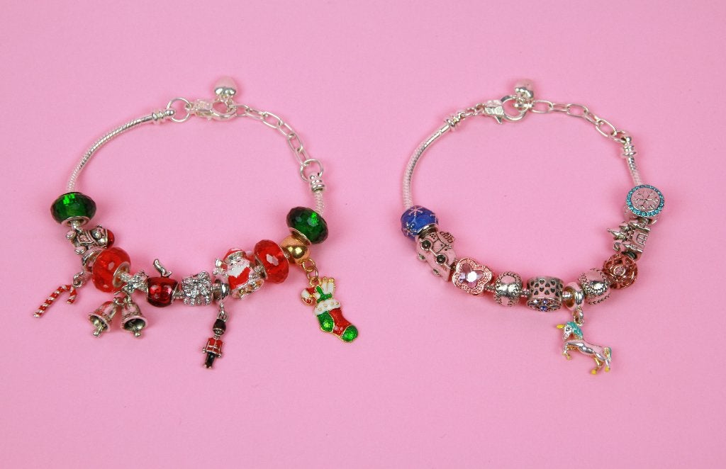 zgan 2x bedelarmband kerst zilverlook verstelbaar 17,3-22 cm, Zo goed als nieuw, Zilver, Sieraden, Ophalen of Verzenden