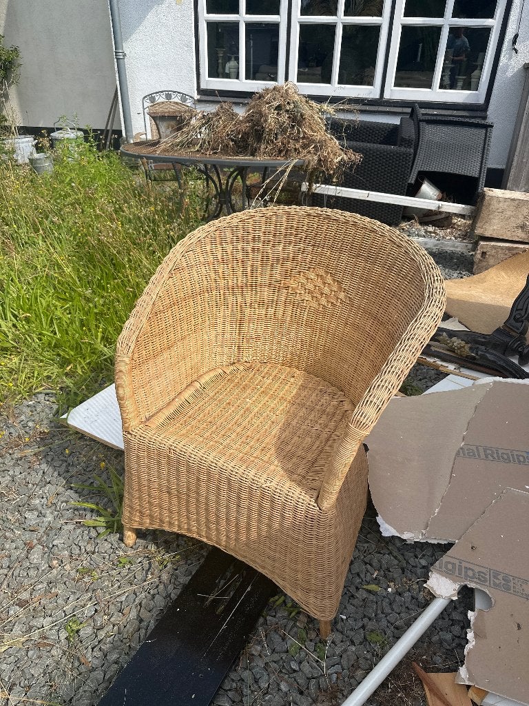 Rieten stoel, Ophalen, Gebruikt, Bruin, Riet of Rotan