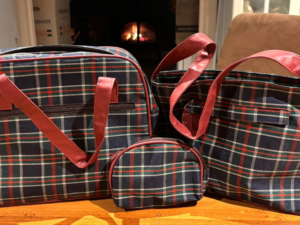 Leuke set van 3 tassen in schots ruitje tartan, Ophalen of Verzenden, Zo goed als nieuw, Rood