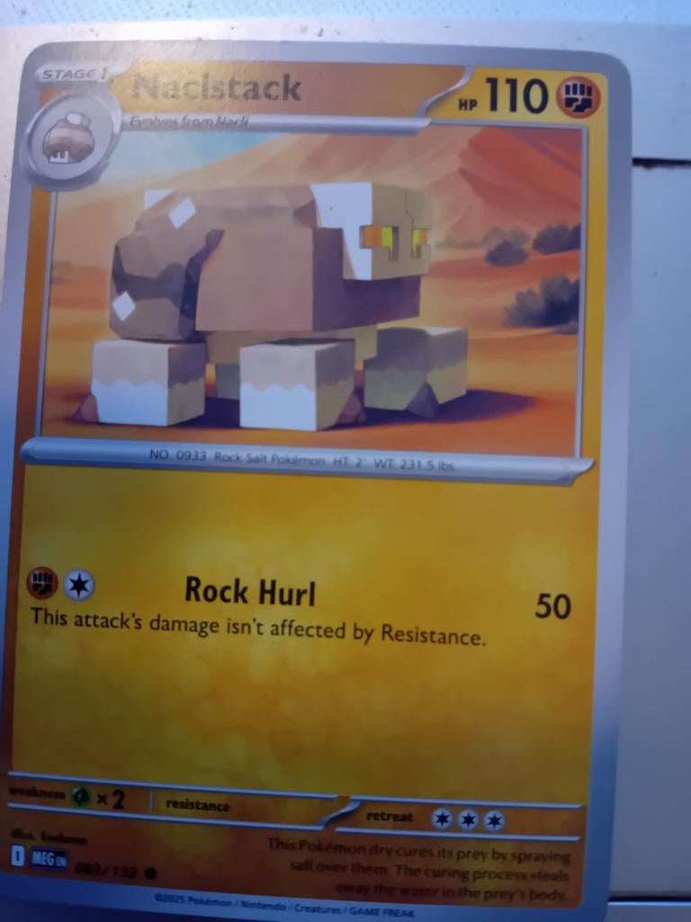 Naclstack Pokémon Kaart - HP 110 - Rock Hurl, Ophalen of Verzenden, Zo goed als nieuw, Losse kaart, Foil