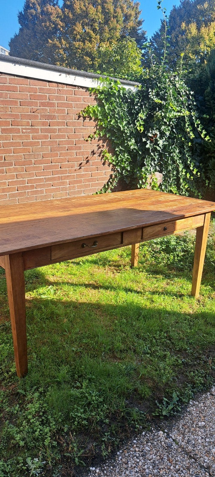 Ruime houten eettafel - 1.90 x 0.90m, Ophalen, Gebruikt, 50 tot 100 cm, Vijf personen of meer