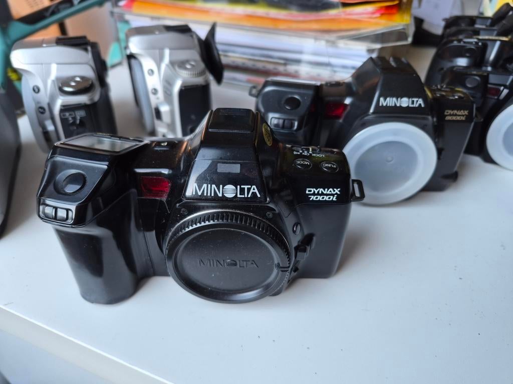Minolta Dynax 7000 i, Dynax 8000 i, 303 si, 404si, 505 super, Audio, Tv en Foto, Fotocamera's Analoog, Ophalen of Verzenden, Minolta