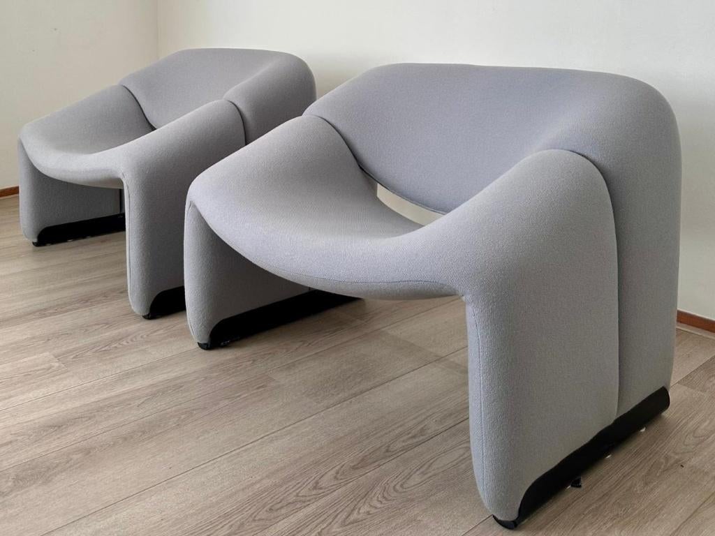2 Artifort Groovy M-chair fauteuil stoel Pierre Paulin grijs, 75 tot 100 cm, Ophalen of Verzenden, Zo goed als nieuw, Nvt